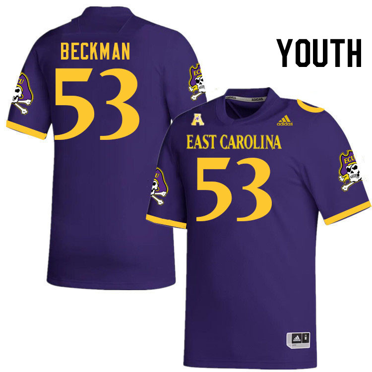 Youth #53 Ryan Beckman ECU Pirates College Football Jerseys Stitched Sale-Purple - Click Image to Close